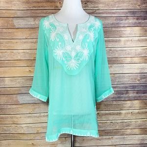 Soft Surroundings Mint Green Tamara Tunic Blouse